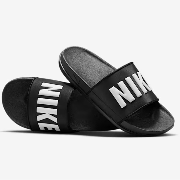 Nike Off court Slide Black White Letters NWT size 8 - Picture 1 of 5
